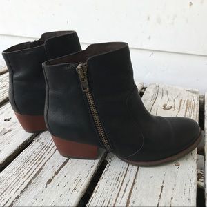 Kork Ease black leather ankle booties